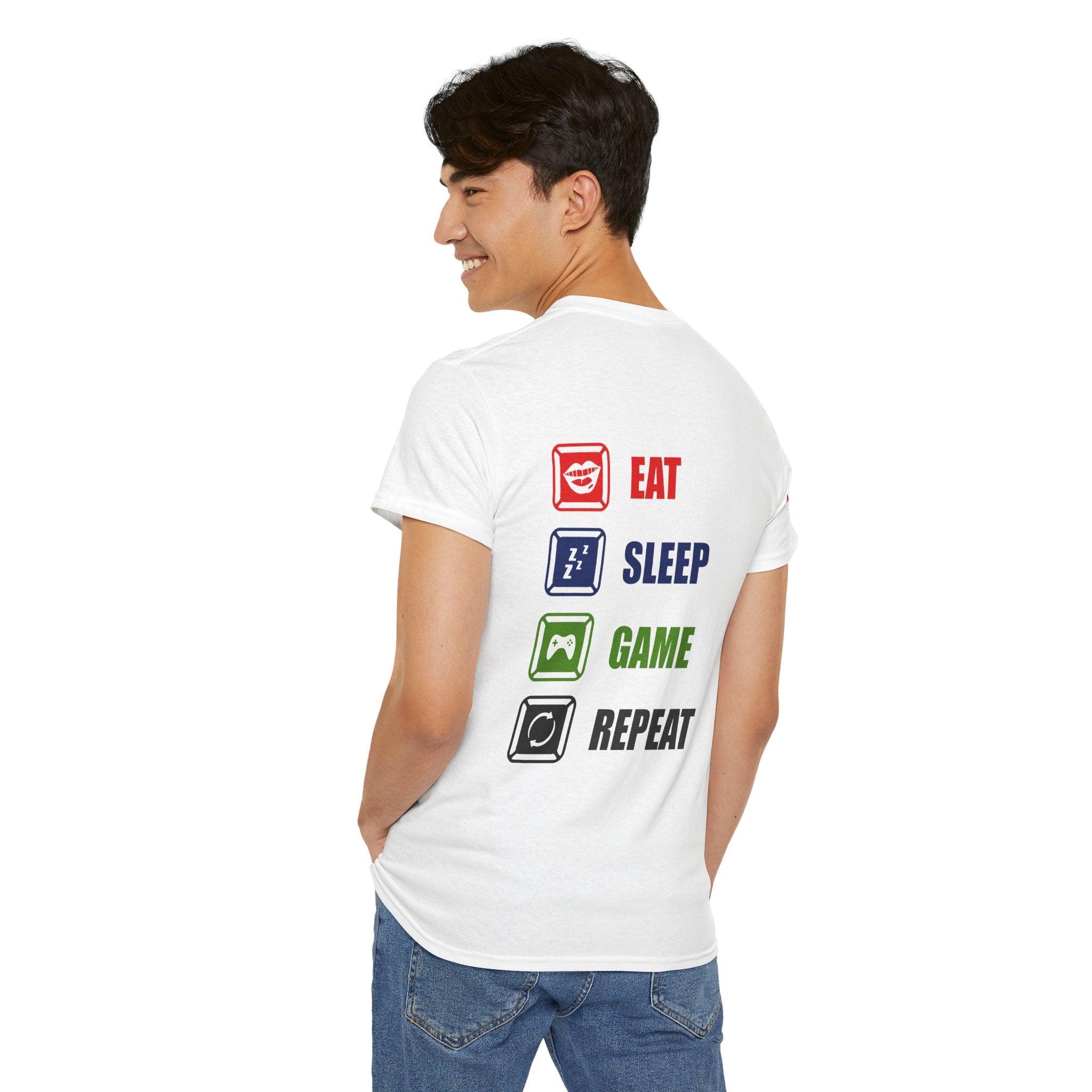 Unisex Heavy Cotton Tee - Eat Sleep Game Repeat - Yukan Iconic