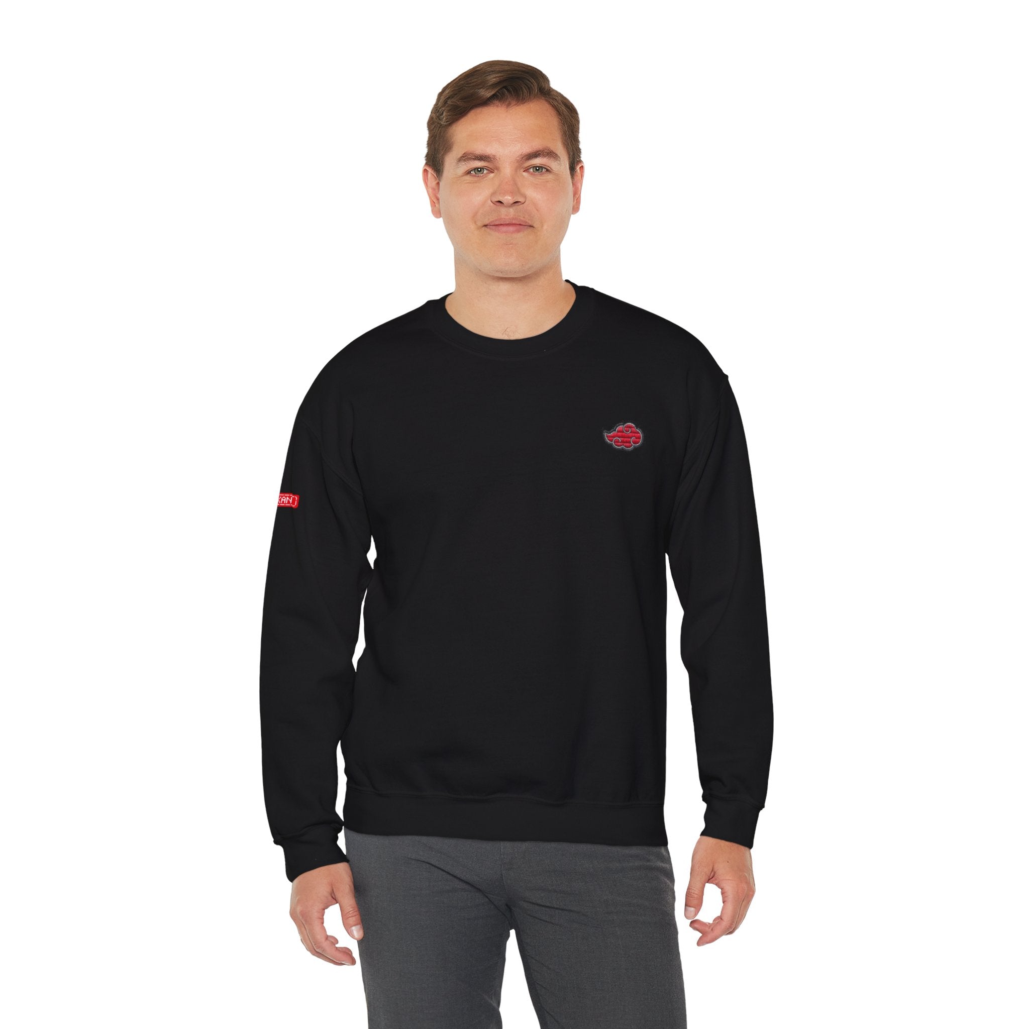 Heavy Crewneck Sweatshirt - Embroided Akatsuki Cloud