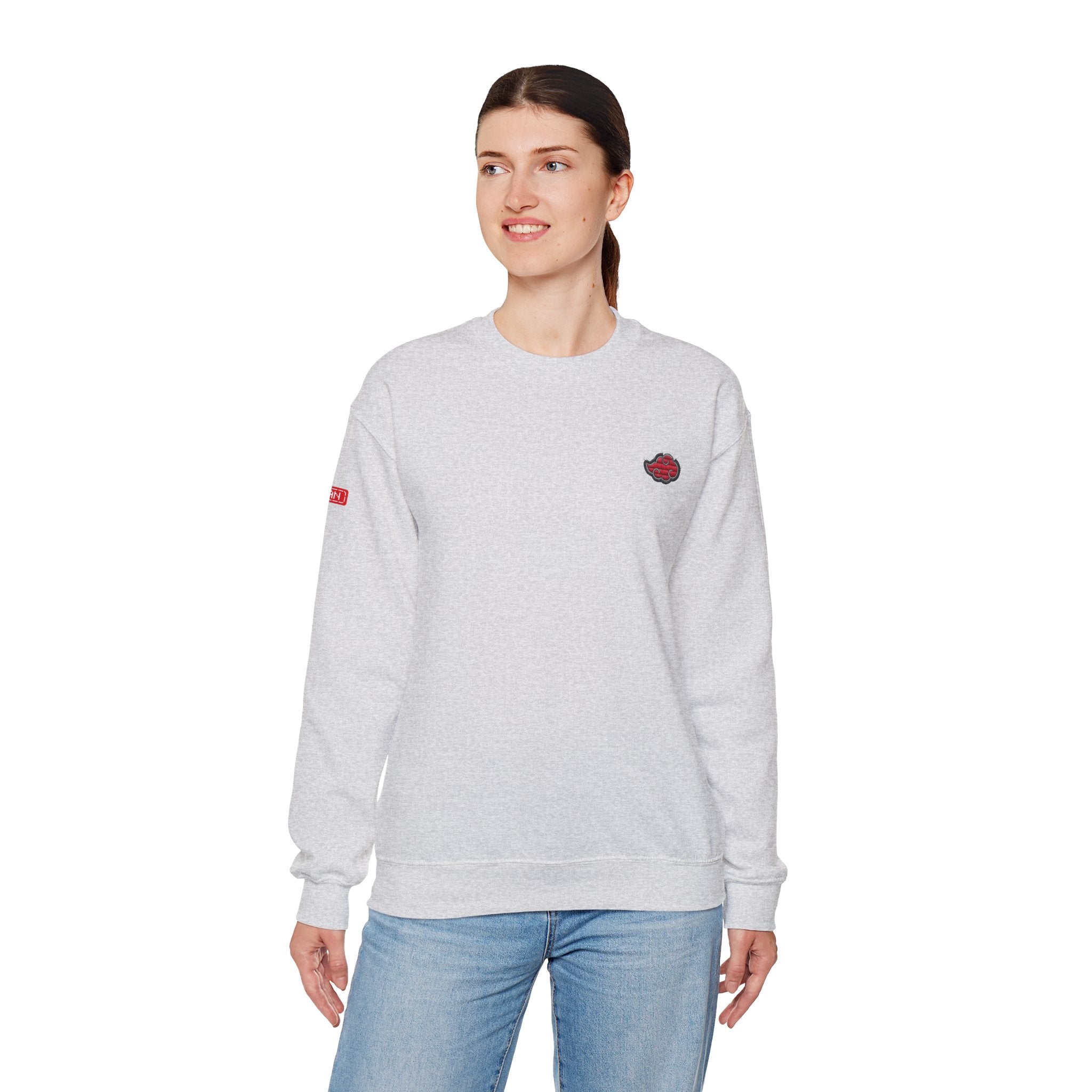 Heavy Crewneck Sweatshirt - Embroided Akatsuki Cloud