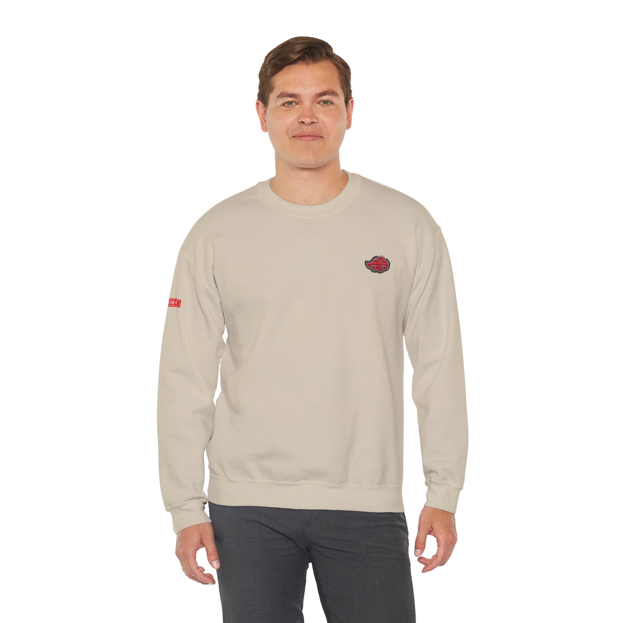 Heavy Crewneck Sweatshirt - Embroided Akatsuki Cloud