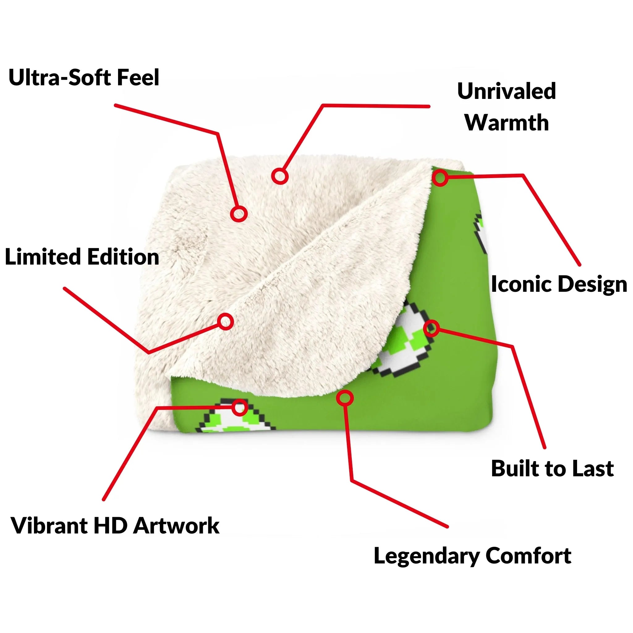 Ultra-Plush Warm Blanket | Mario - Green Egg | Retro-Gaming Drop