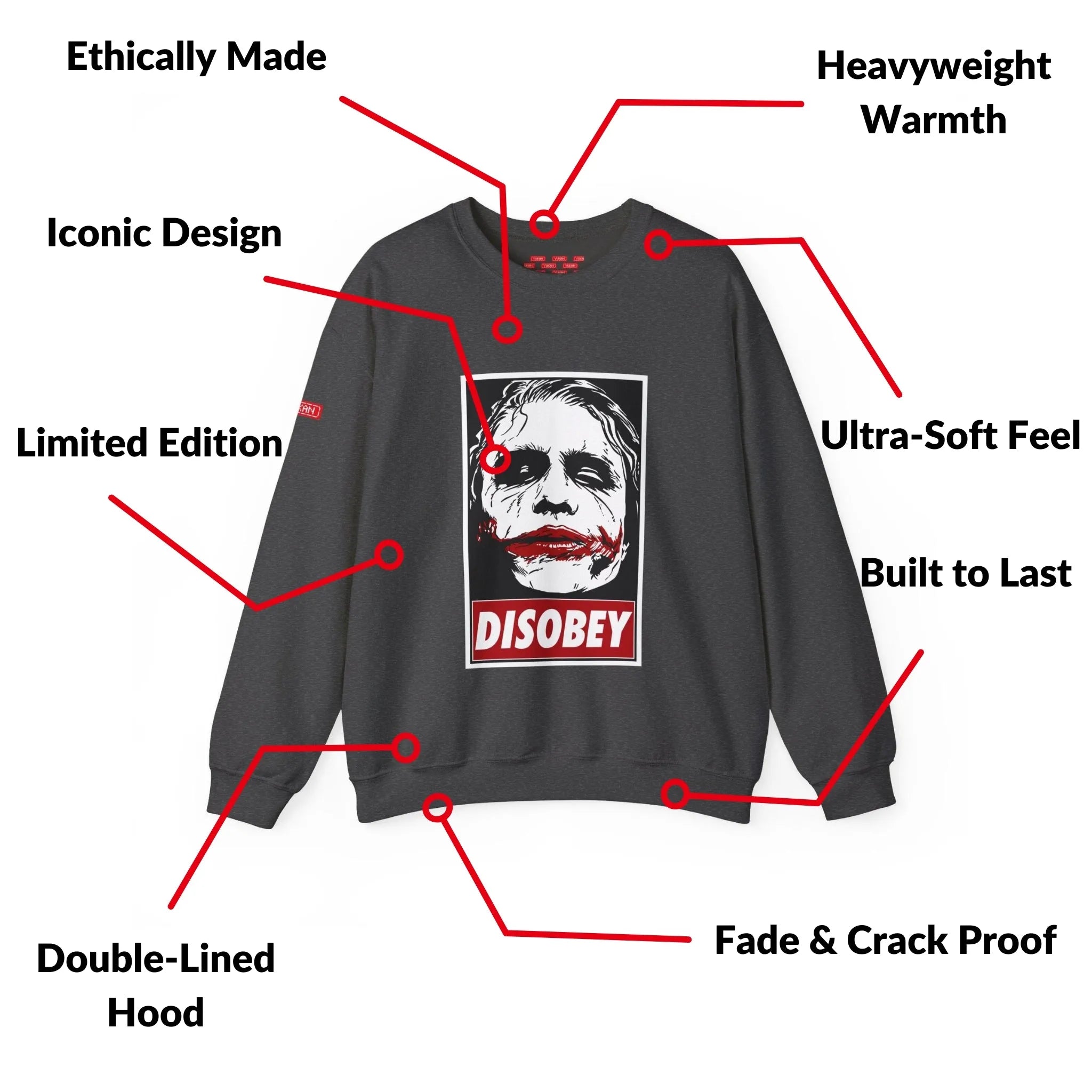 Sweatshirt | DC Comics - The Joker Disobey | Dark Edition - Yukan Iconic